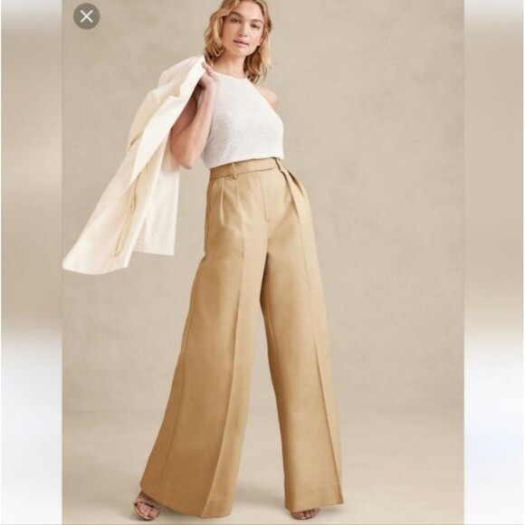 NWT Banana Republic Cruise Wide-Leg Pant Maverick Tan 4p - Picture 1 of 4